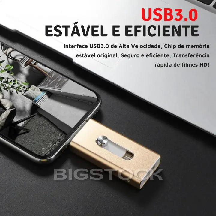 Pen Drive Universal 4 em 1 para Celular™ - IOS, Android, USB e Tipo C